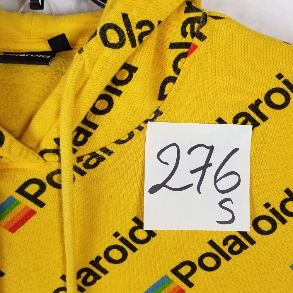 Polaroid Mens All Over Print Logo Hoodie Yellow Rainbow Graphic Sweatshirt Large - Picture 7 of 7